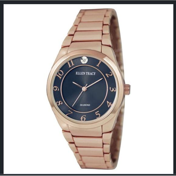 Ellen Tracy Quartz Blue Dial Ladies Analog Wrist Watch NEW